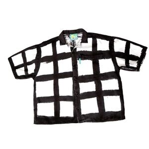 Black and White Grid Pattern Women's Blouse